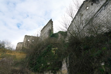 Fototapeta na wymiar Loir-et-Cher,France-January 24, 2108: The Chateau de Montrichard, ruined 11th century castle located at Montrichard, France 