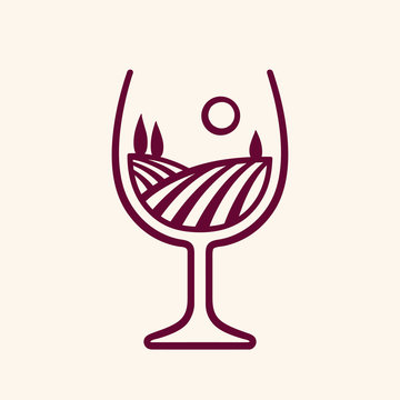 Vineyard landscape in wine glass