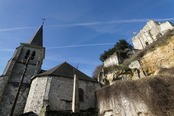 Loir-et-Cher,France-January 24, 2108: The Chateau de Montrichard, ruined 11th century castle located at Montrichard, France
