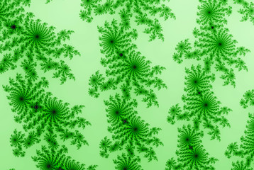 Fototapeta na wymiar Green mint wavy gradient background with green snowflakes