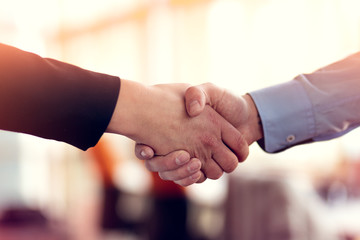 Successful business people handshaking closing a deal