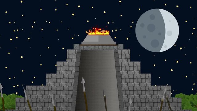 Inca Tribe Making a Human Sacrifice on a Temple