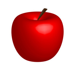 3d apple. red apple on white background.