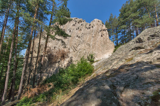 Antique Thracian Sanctuary Eagle Rocks near town of Ardino, Kardzhali Region, Bulgaria