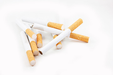 Cigarette on white background.