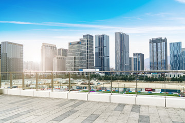 The architectural landscape and skyline of the central financial district of Qingdao