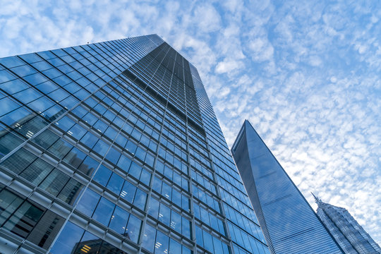 Fototapeta Urban building skyscrapers in Shanghai Financial District