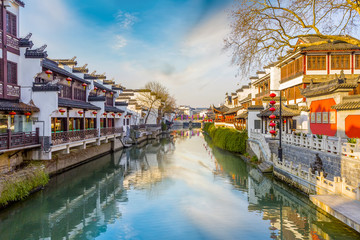 Ancient architectural landscape on the Qinhuai River in Nanjing