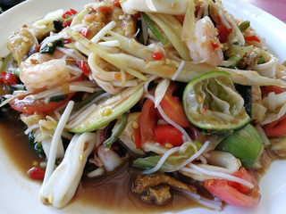 Thai spicy squid and shrimp.