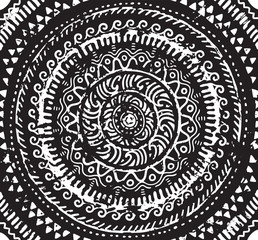 Ink decorative mandala in african style. Vector illustration