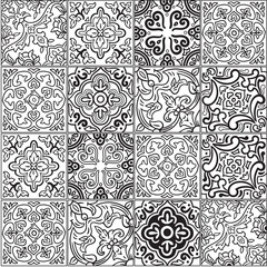 Ceramic tile with outline patchwork in spanish style