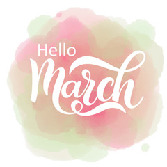 Hello March spring lettering. Elements for invitations, posters, greeting cards
