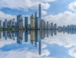 The skyline of urban architectural landscape in the Bund, Shanghai