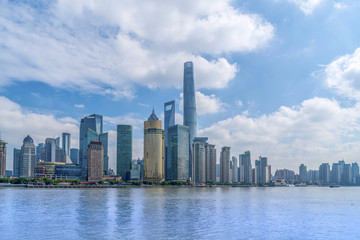 The skyline of urban architectural landscape in the Bund, Shanghai