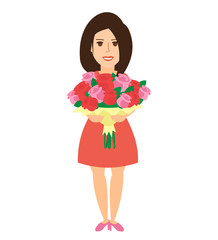 pretty woman with flower bouquet