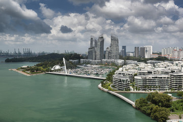 Obraz premium Aerial view of luxury yacht club at Keppel Bay, Singapore