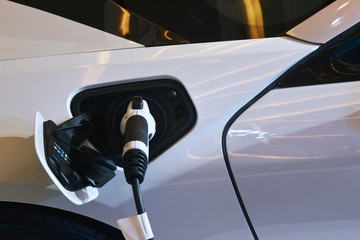 Fototapeta na wymiar Electric vehicle (EV) charging station.