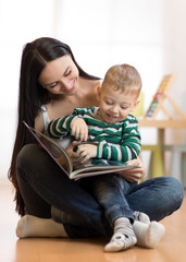 Mom reads with kid