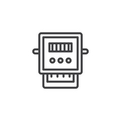 Electric meter line icon, outline vector sign, linear style pictogram isolated on white. Electric voltage gauge symbol, logo illustration. Editable stroke