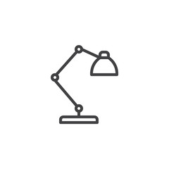 Desk Lamp line icon, outline vector sign, linear style pictogram isolated on white. Table lamp symbol, logo illustration. Editable stroke