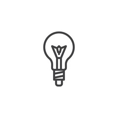 Light bulb line icon, outline vector sign, linear style pictogram isolated on white. Lamp, idea symbol, logo illustration. Editable stroke