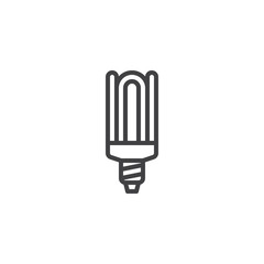 Energy saving light bulb line icon, outline vector sign, linear style pictogram isolated on white. Eco powersave lamp symbol, logo illustration. Editable stroke