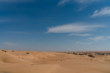 Wüstenlandschaft mit Dünen und blauem Himmel
