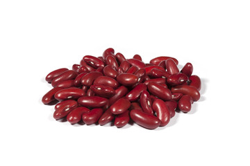A handful of red beans on a white background