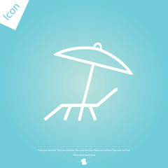 umbrella and sun lounger line icon