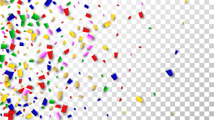 Celebration Confetti Background. Many Falling Confetti for Your Design. Holiday Decoration Elements. Festive Vector Illustration