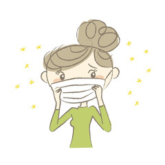 花粉症でマスクをする女性　病気の症状