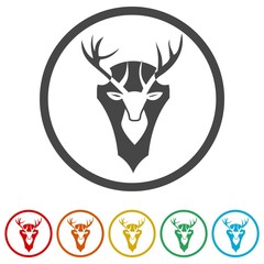 Vector black deer head, Vector image of an deer head, 6 Colors Included