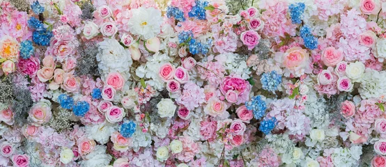 Fototapeten Blume Hintergrund. Kulisse Hochzeitsdekoration. Rosenmuster. Wandblume © waranyu