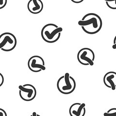 Check mark seamless pattern background icon. Flat vector illustration. Check sign symbol pattern.