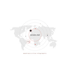 Infographic isolated on white background. Abstract template with circles, dots, headline, gray world map for web design, brochure, flyer, annual report, banner. Minimal concept, vector illustration.