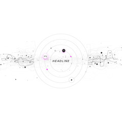 Black color infographic isolated on white background. Abstract template with circles, dots, headline for web design, brochure, flyer, report, banner. Minimal technology concept, vector illustration.