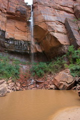 Waterfall at Emerald Pools in Zion NP in Utah in the USA
