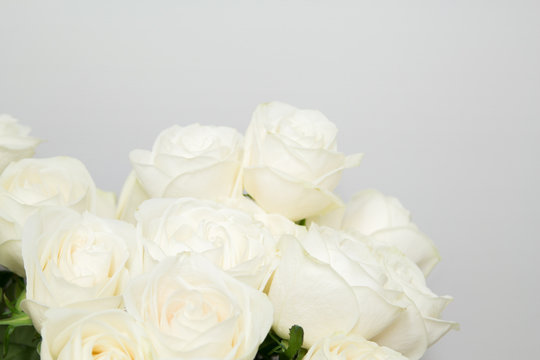 The beautiful white roses bouquet on isolate white background.