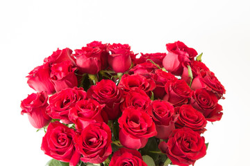 The beautiful red roses bouquet on isolate white background.