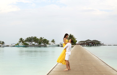  love story photo of beautiful couple relaxing in Maldives island © Slava_Vladzimirska