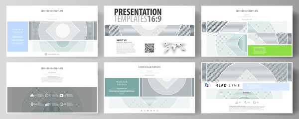 Fototapeta na wymiar Business templates in HD format for presentation slides. Abstract vector layouts in flat design. Minimalistic background with lines. Gray color geometric shapes forming simple beautiful pattern.