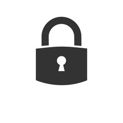 Lock icon. Padlock sign. Vector illustration. Flat design. 