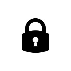 Lock icon. Padlock sign. Close. Vector illustration. Flat design. 