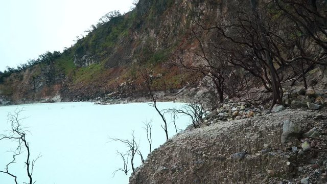 Pan left of Kawah Putih White Crater lake