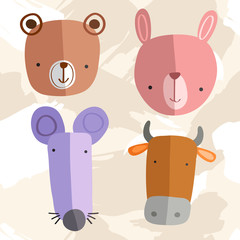 Set of Adorable Baby Animals : Vector Illustration