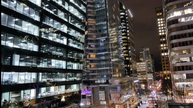 Modern highrise buildings road cars time lapse background