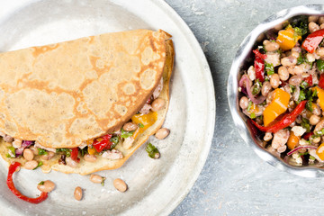 Buckwheat Pancake. Mexican Quesadilla.