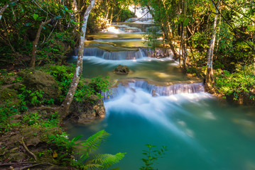 Huai Mae Khamin Waterfall at Kanchanaburi, Thailand