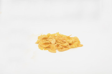 Dried banana slices isolated on white background