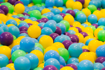 Fototapeta na wymiar color plastic balls in kid pit